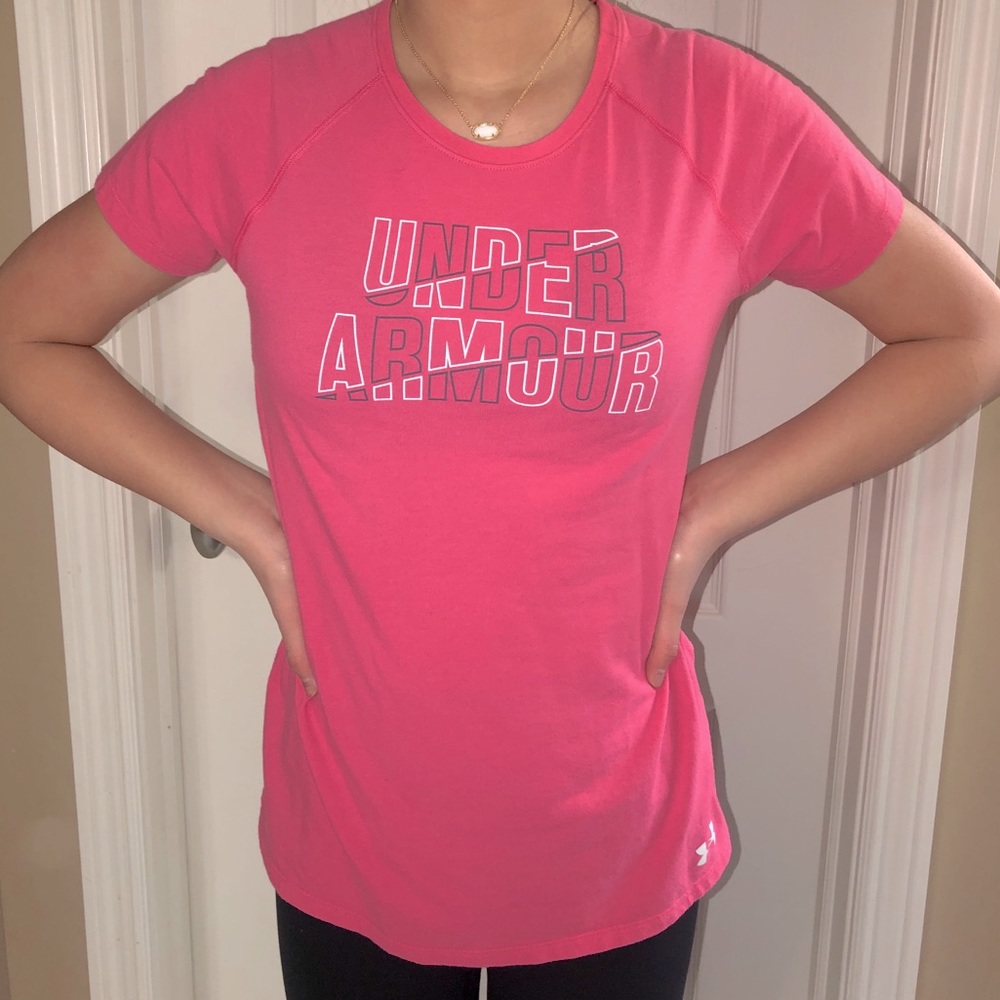 Pink Under Armour Logo Tee